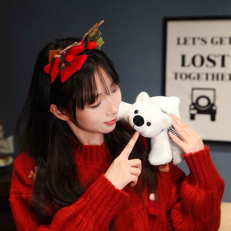 Lovely Scarf Polar Bears Plush Toy Soft Animal Bear Stuffed Pillow Cute Back Cushion Birthday Christmas Gift Home Decoration