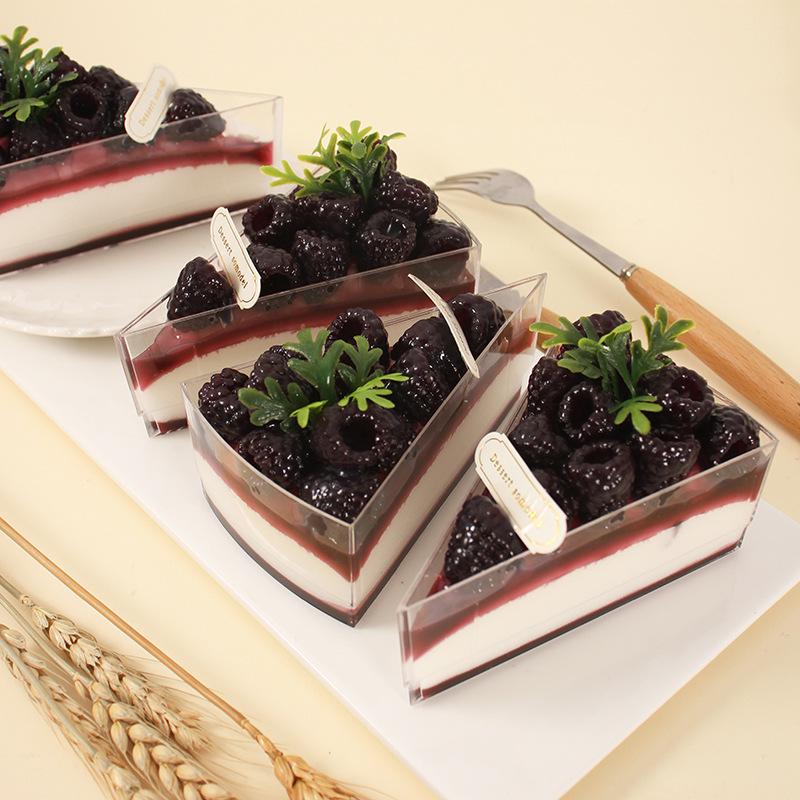 Blackberry Triangle Cake Slice Refrigerator Magnet Ornament - Fake Dessert Shop Decoration