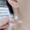 Elegant 2022 Rhinestone Cat Eye Geometric Earrings for Women - Japanese & Korean Design Rhombus Dangles