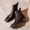 Fashion 2025 New Style Women's Chelsea Boots Low Heel Square Toe Elastic Sleeve Female Boots Large Size Non-slip Short Boots for Women