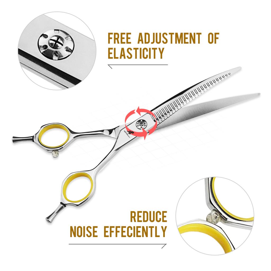7.5-Inch curved magic tooth scissors, natural tooth scissors, pet trimming scissors, thin scissors, professional-grade pet division special