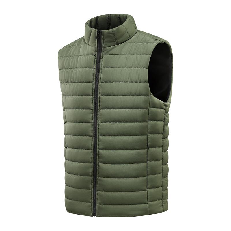 

Solid Color Sleeveless Men s Zipper Pocket Cardigan High Neck Fashion Casual Top 5XL армія зелений колір