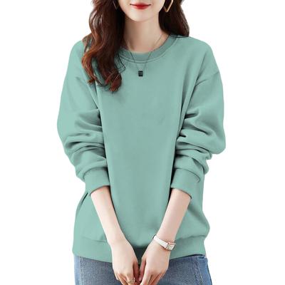 MEME XTRA Basic Lightweight Cotton Crew Neck Long Sleeve Loose Solid Sportswear Women's Sweatshirt, Sweatshirt, Spring/Autumn, Fit, Casual,