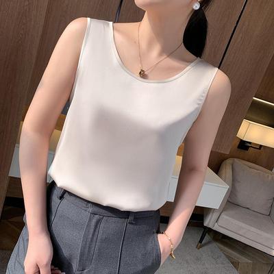 Damen Seidensatin Cami Top - Eisseide, Maulbeerseide-Mischung, Lockere Passform, Weiß/Schwarz Optionen