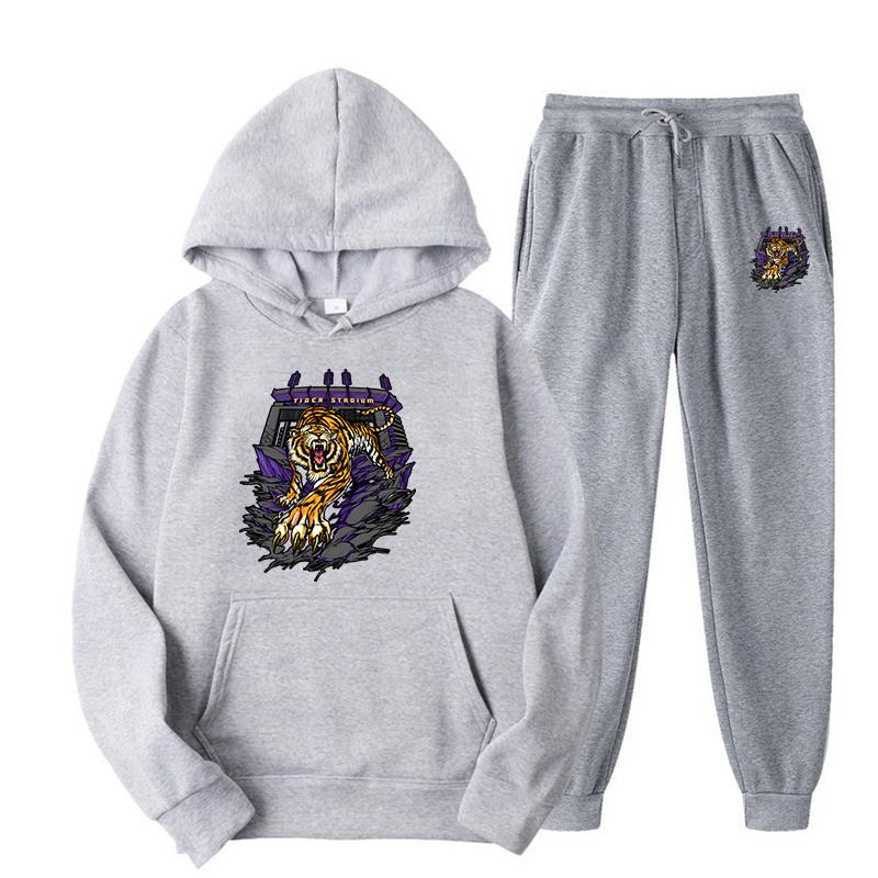 Gothic Retro Fierce Tiger Print Women's Spring and Autumn New Original Design Hoodie Set Pure Cotton Oversized Street