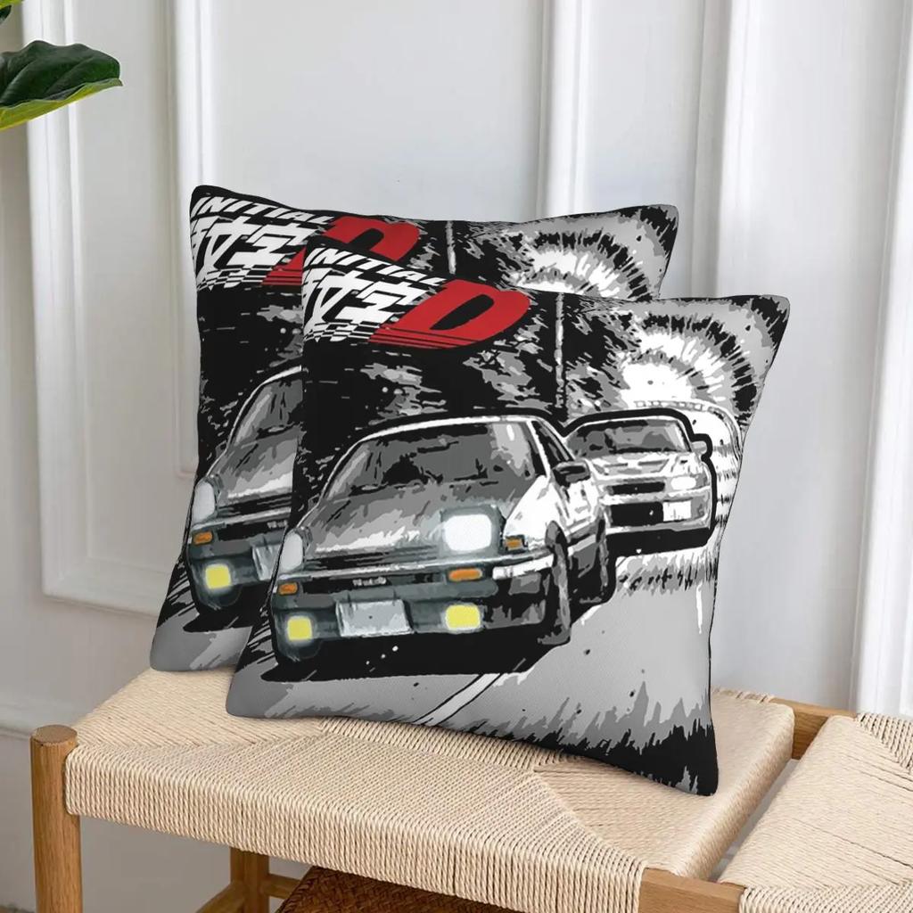 Initial D - Mountain Drift Racing Ae86 2 Pcs Square Pillowcase Pillow Cover Cushion Throw Pillow For Home Bedroom