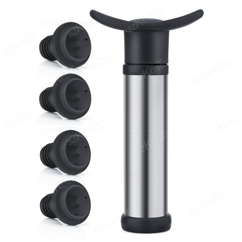 Vacuum Wine Saver Set Pump Preserver with Vacuum Wine Rubber Black Bottle Stoppers for White / Beer Wine Sealing Keep Wine Fresh