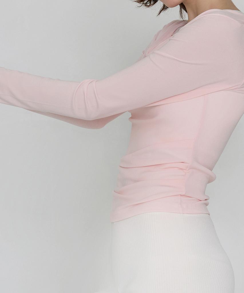 Debiweeo Drape Two-Way Long Sleeve Devi-T0143-Pink