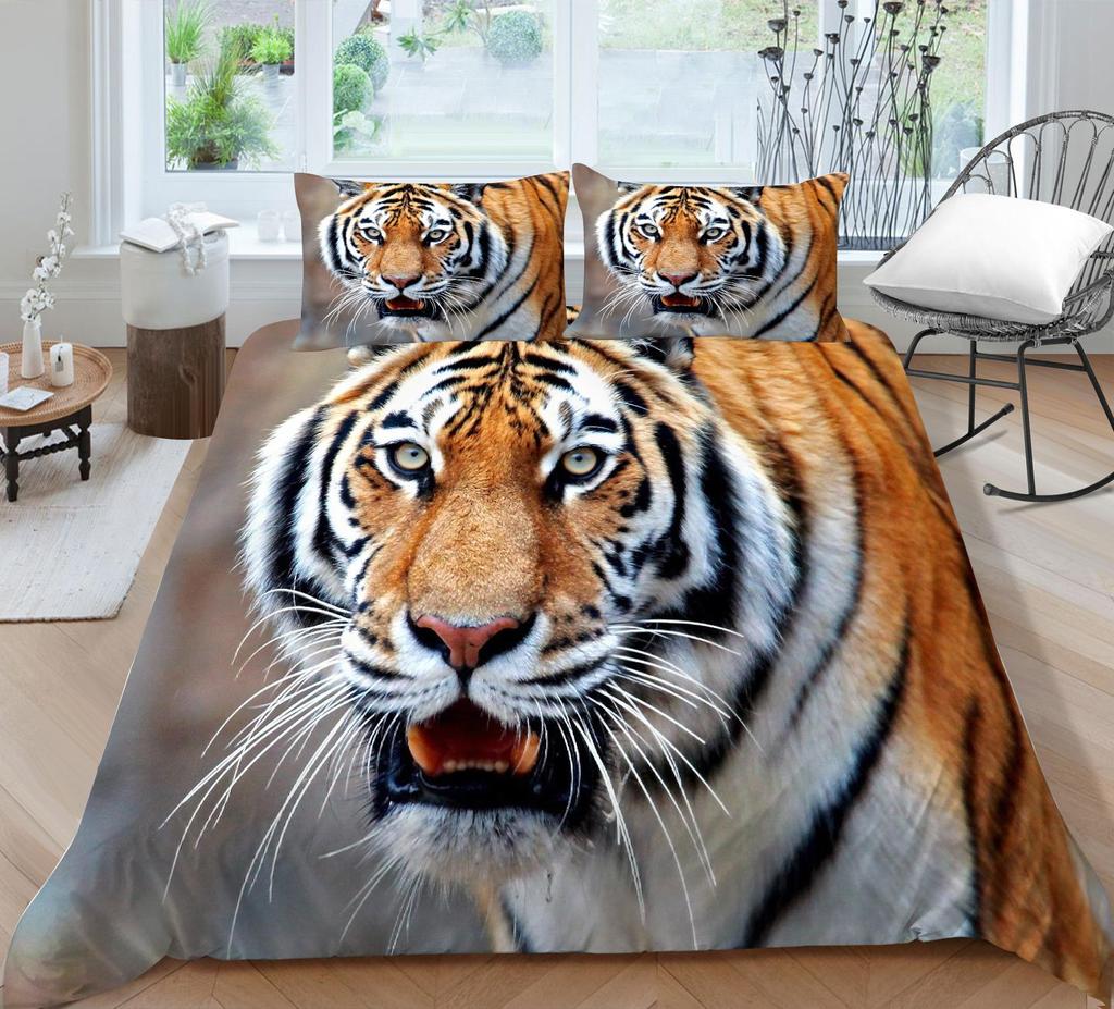 3D Printed Tiger Bedding Set Animal Quilt Cover and Pillow Case Bedroom Bedding Sheet/double Bed Full Size Home Decoration