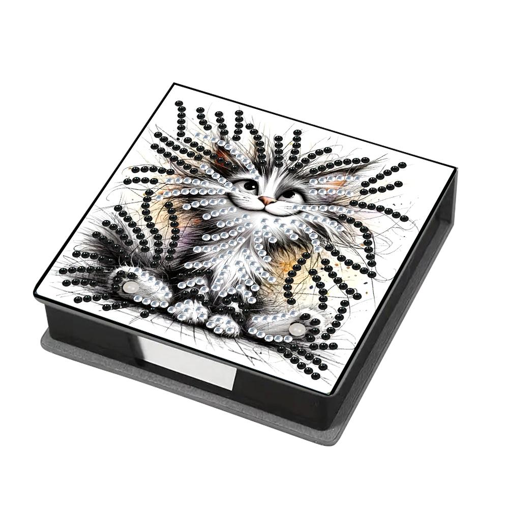 Girl Leather Gem Painting Memo Pad Holder Mosaic Kit Diamond Art Note Box with 160 Sheets of Paper for Adults Beginners