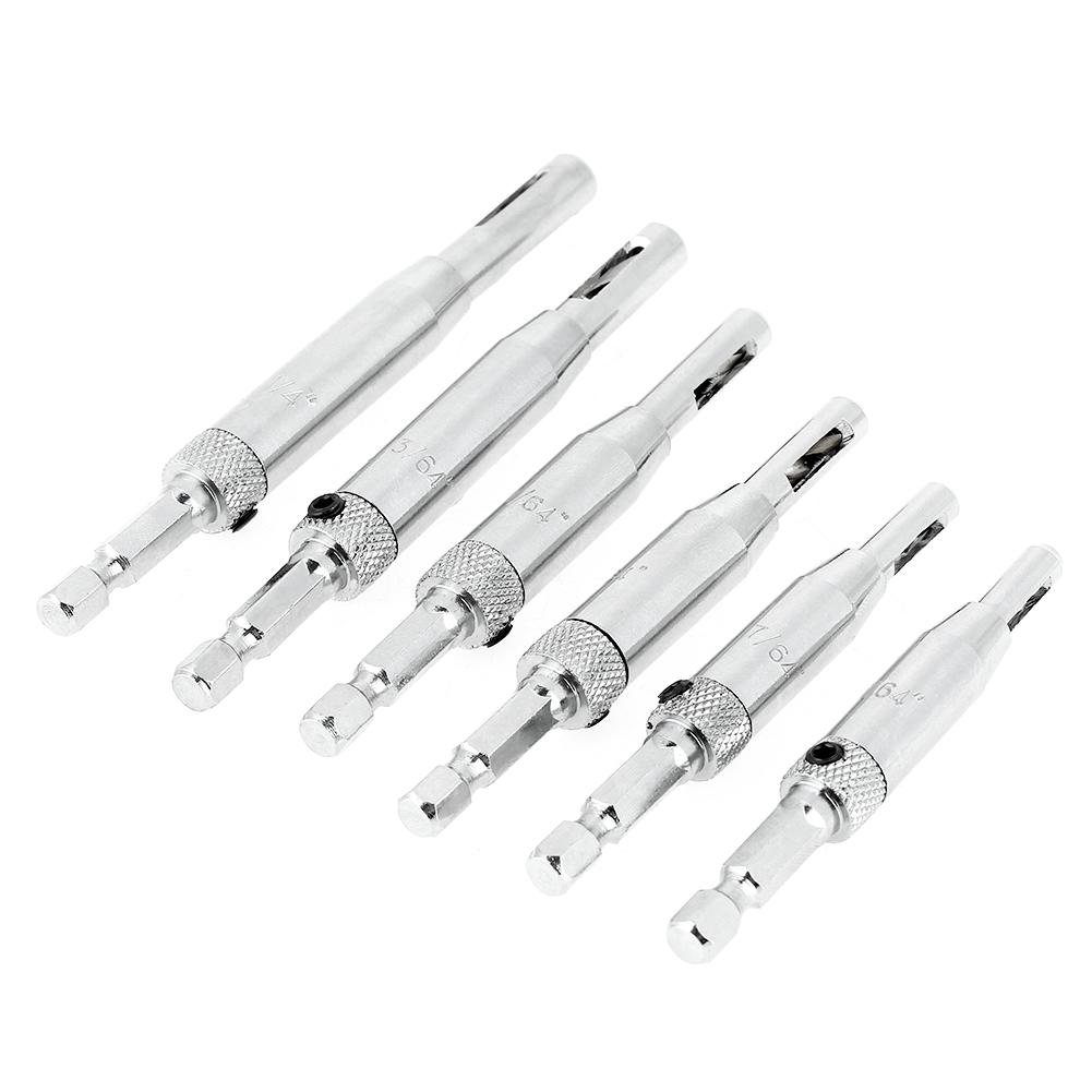 6pcs Self Centering Hinge Cabinet Door Wood Drill Bit Set 564 764 964 1164 1364 14