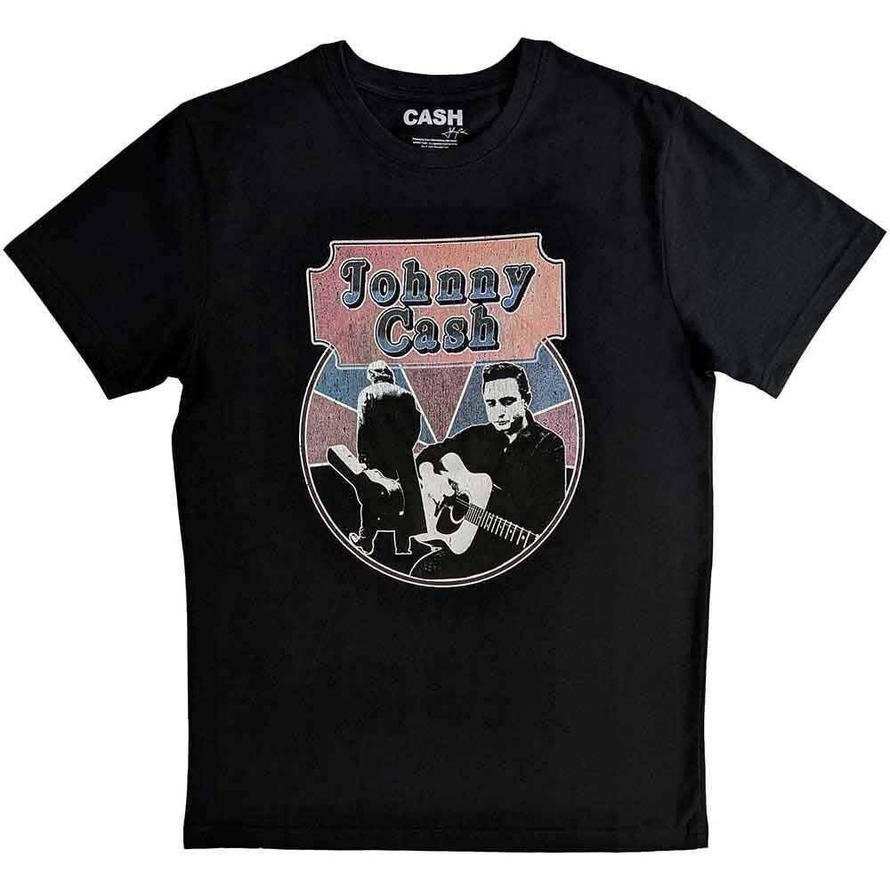Johnny Cash Walking Guitar Front On T-Shirt Black New Unisex T-Shirt XXL