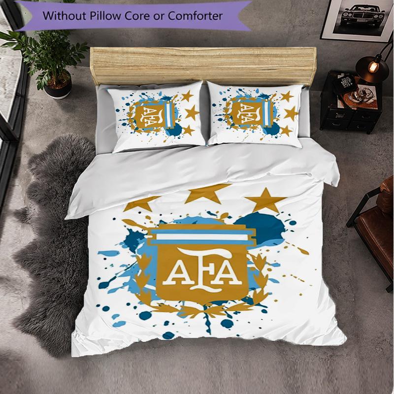 Argentina National Football Team 3 Piece Bedding Set Soft Duvet Cover Set with Pillowcases Printed Bedroom Decor Set for Home