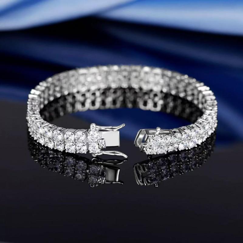 Stainless Steel Tennis Bracelet With Full Zirconia Crystals Minimalist Geometric Design Unisex Fashion Jewelry