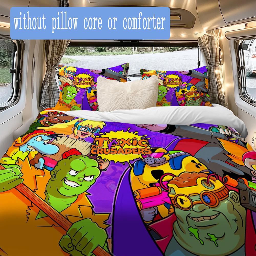 Toxic Crusaders Pattern Bedding,Quilt Set Quilt Cover Pillowcase Home Birthday Gift (1*duvet cover+2*pillowcase,without core)ASJT261020021