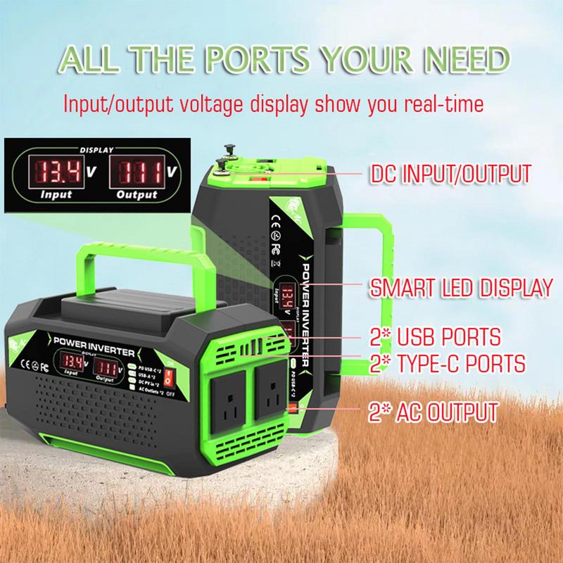 Car Voltage Inverter 300W Car Voltage Inverter 12V To 220V/110V Digital Display Plug Outlet With 4 USB Ports Fast Charging Auto