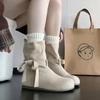 Versatile Suede Bow Short Boots Women's Autumn New Niche Fashion Thin Boots French Round Head Fashion Boots