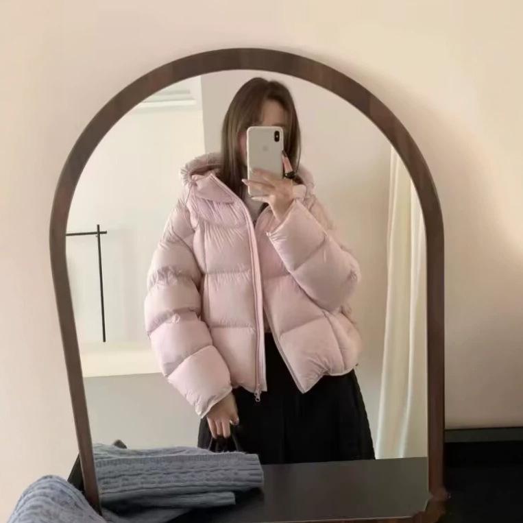 European Hooded Puff Small Square Thickened Short White Duck Down Jacket Women's Winter Small Down Jacket Tide