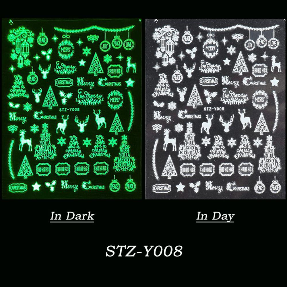 Adhesive Decals Nail Art Slider DIY Manicure Nail Sticker 3D Luminous Christmas White Snowflakes