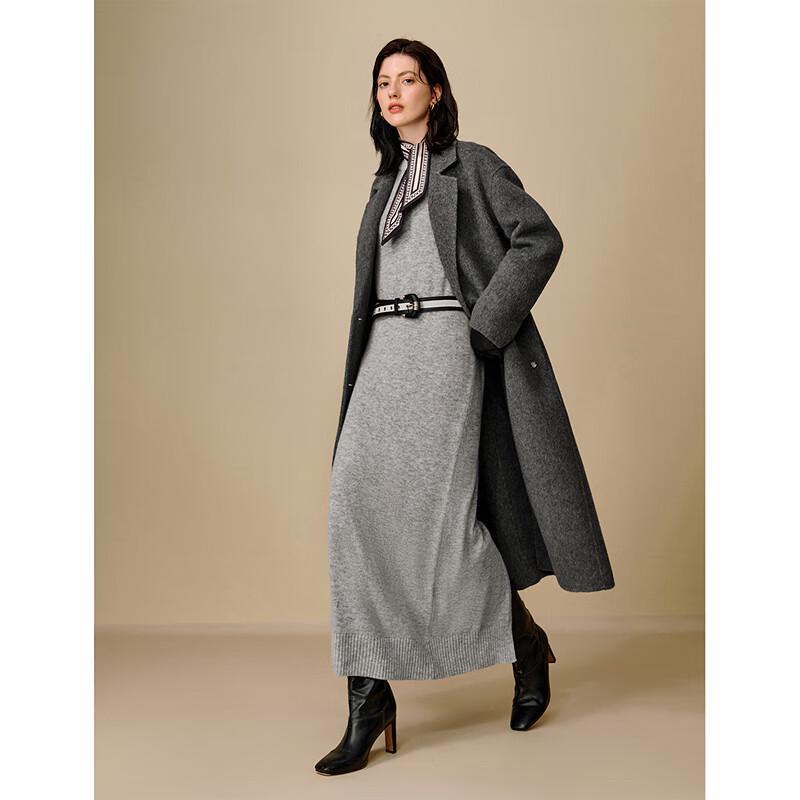 INMAN Women's Color Block Round Neck Sweater Dress