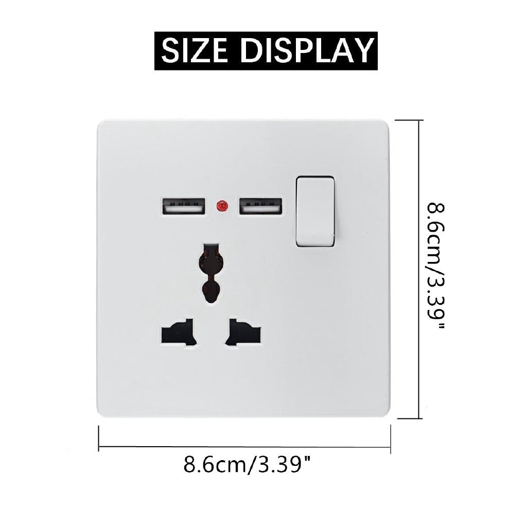 13A Wall Socket 2 USB Power Adapter Port Outlet Panel Electrical Socket Home Fittings Charger Anti Impact Easy Install