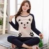 Women's Cartoon Pajama Set - Long Sleeve Shirt & Pants, Petite Students' Homewear for Spring & Autumn