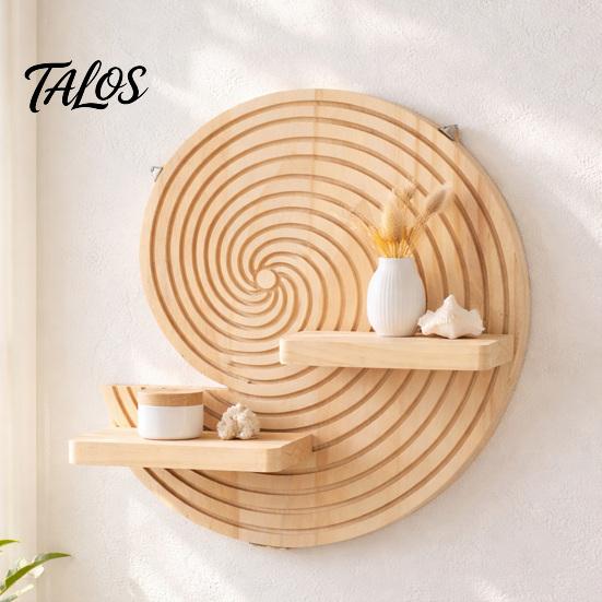 Bohemian Wanddeko Küsten-Holzregal Boho Schweberegale mit doppelten Ablageleisten Muschelförmiger Dekorativer Organizer für Schlafzimmer Badezimmer Wohnzimmer