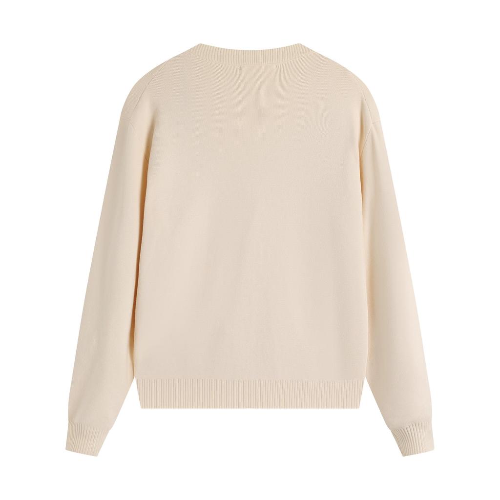 AMI Jesień i Zima Męski Nowy Małe Białe Serce Mieszanka Wełny Alpaki Miękki i Przyjemny Dzianinowy Kardigan Okrągły Dekolt Sweter Chmurka Kieszeń Płaszcz