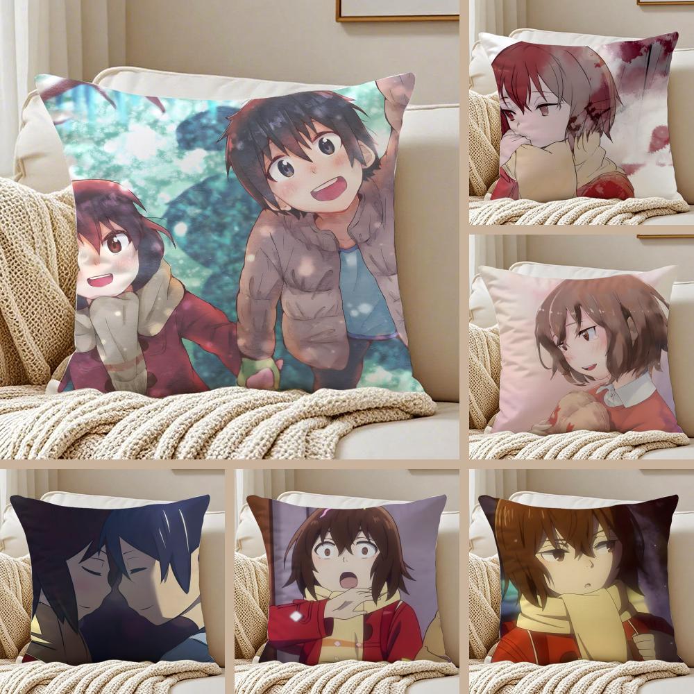 Romantic Mystery Japanese Anime EErased Cushion Cover Pillowcase Antidustmite Invisible Zipper Short Plush Sofa Cushion