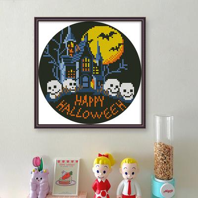 Kit de Point de Croix Imprimé Halloween DIY 11CT Broderie Artisanat Ensemble Décoration Intérieure