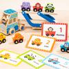 Wooden Double-Decker Truck Toddlers Cars Toys Train Montessori Kindergarten Animal Food Matching Early Educational Game 2-6years