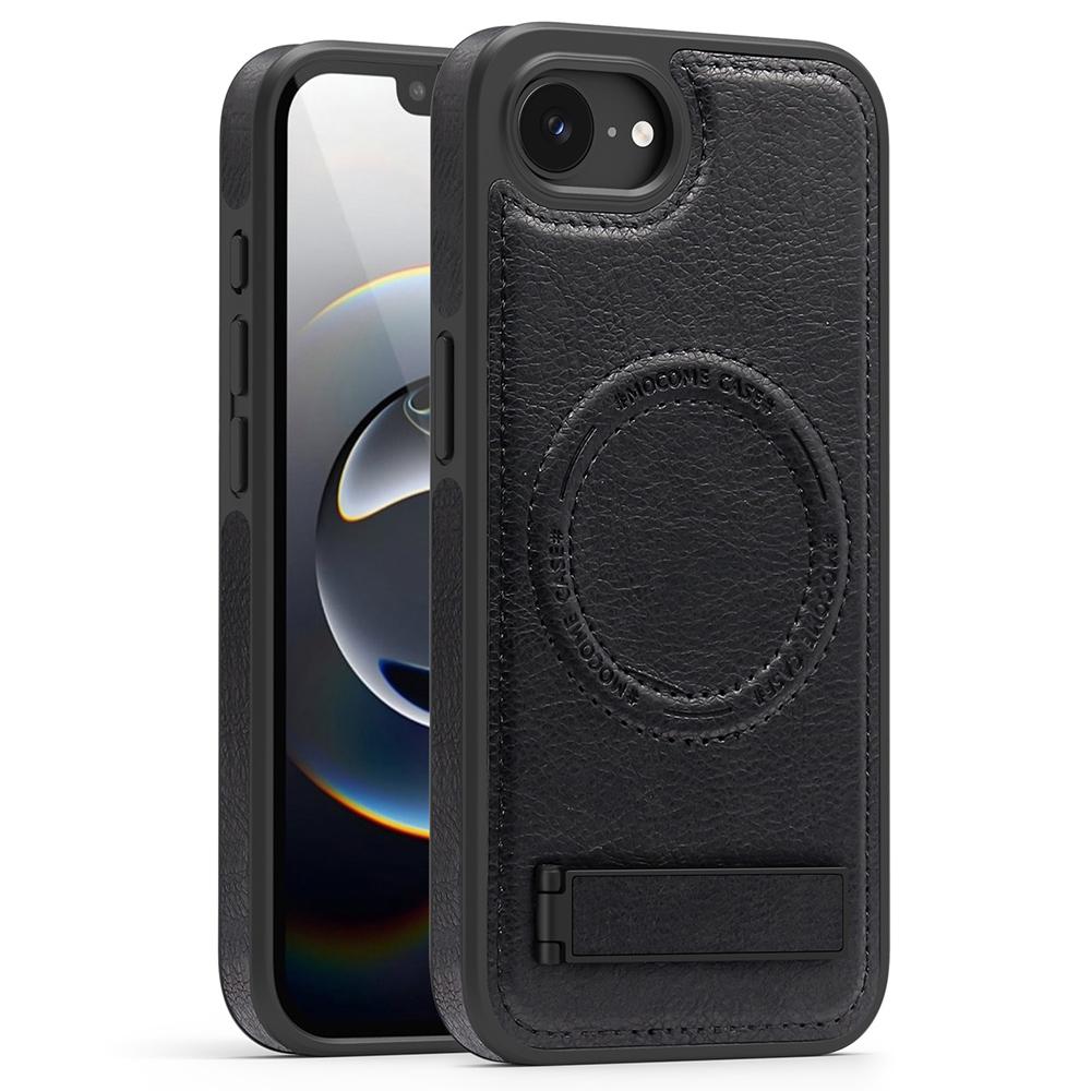 

For iPhone 16e Case Compatible with MagSafe Kickstand Leather Phone Back Cover A