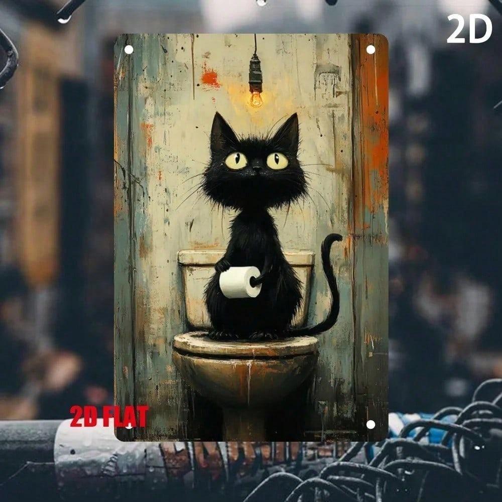 Vintage Black Cat Metal Wall Art Home Decor Poster