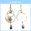 Bohemian Natural Amethyst Pendant Geometric Earrings With Moon And Star Design For Fashionistas