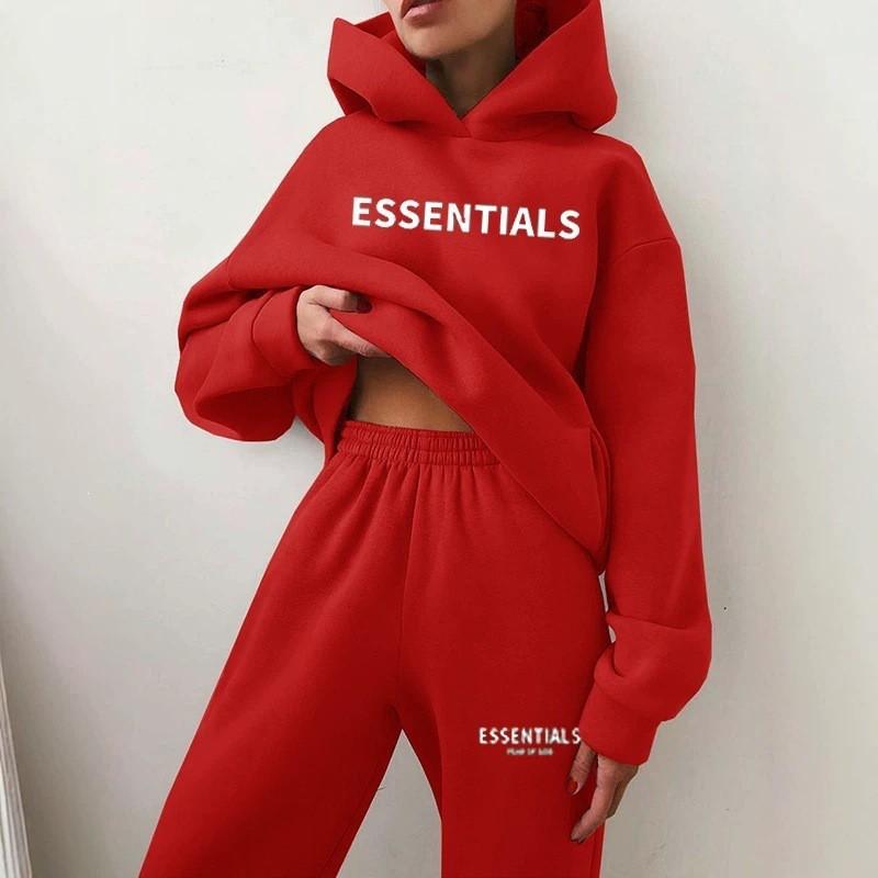 Couple Hoodie Set Womens 2-Piece Printed Tracksuit Casual Streetwear Fall Winter