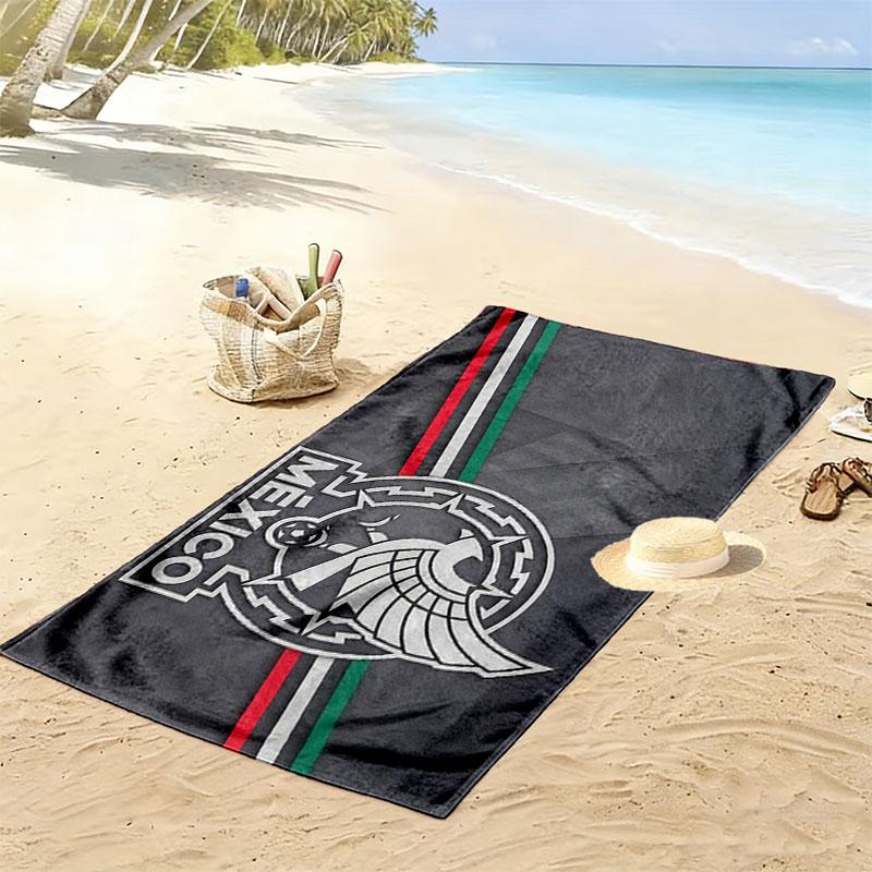 Mexico Football Art Print Beach Towel, Large Soft Quick Dry Towel for Beach Camping Swimming