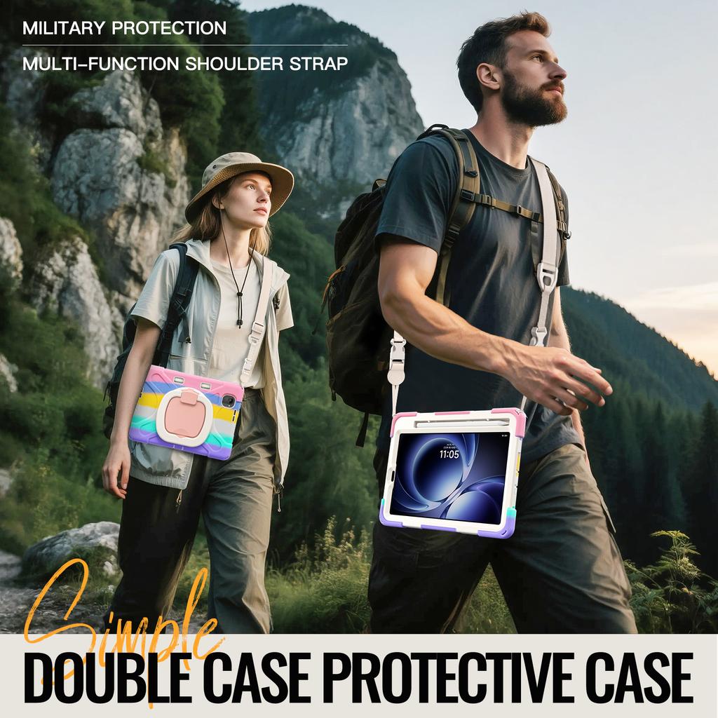 Hybrid Stand Case Universal for Xiaomi Pad Mini Redmi K Pad 2025 8.8 Inch Rotating Handle Grip Armor Cover with Shoulder Strap