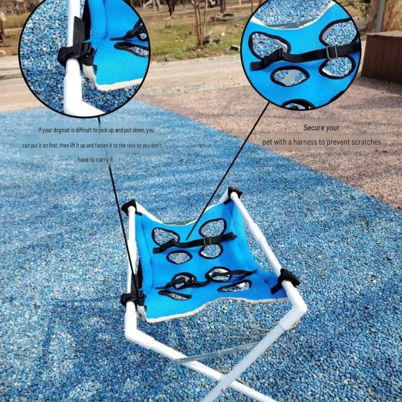 Small Dog Grooming Hammock for Nail Care and Bath Time, Restraint Helper with Head and Limb Opening, Hanging Strap, Pet Grooming Aid