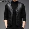 Caesar Men's PU Leather V-Neck Cardigan Vest