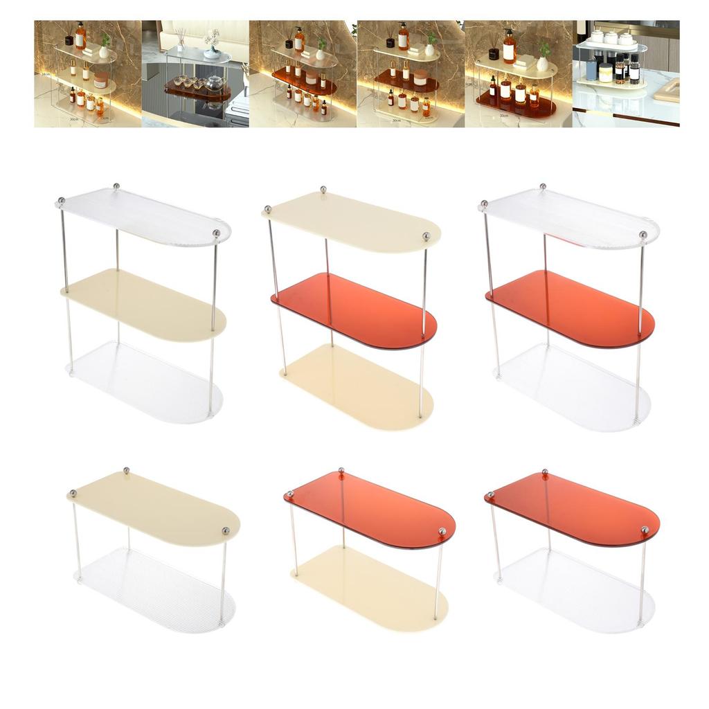 Organizer Acrylic Tray Makeup Perfume Stand Vanity Shelf Cosmetic Rack With Iron Body And