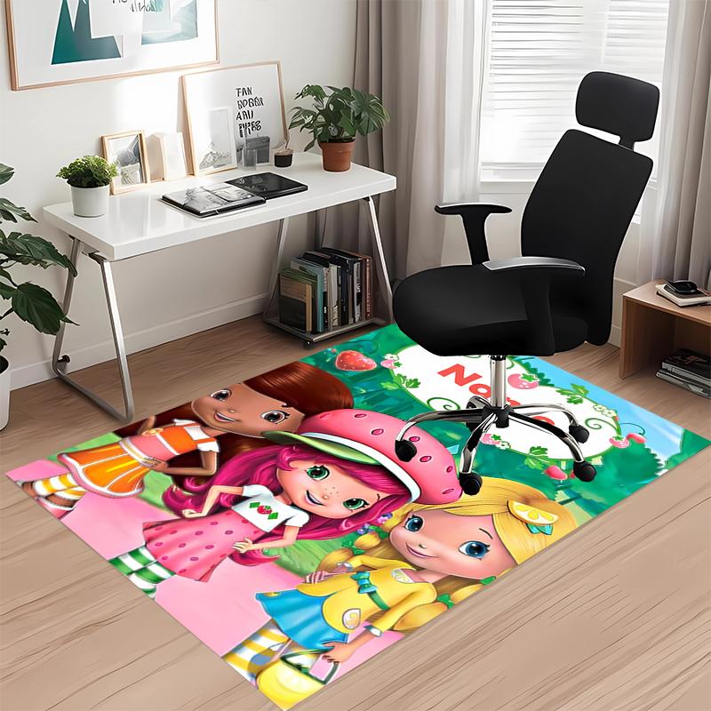 Tappeto Stampato Torta alla Fragola con Nome Personalizzabile, per Sedia da Ufficio Soggiorno Camera da Letto Cucina Decorazioni Regali.