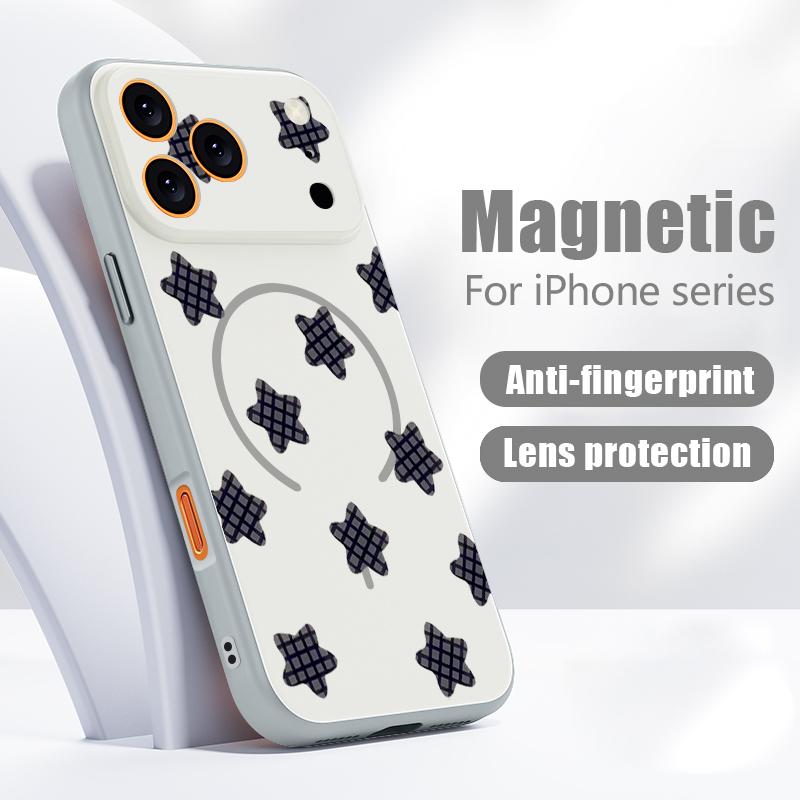 Lucky Stars Planet Pattern Case For iPhone 17 Pro Max Magnetic For Magsafe Hybrid Slim Matte Cover For iPhone 16 15 14 13 Pro Max