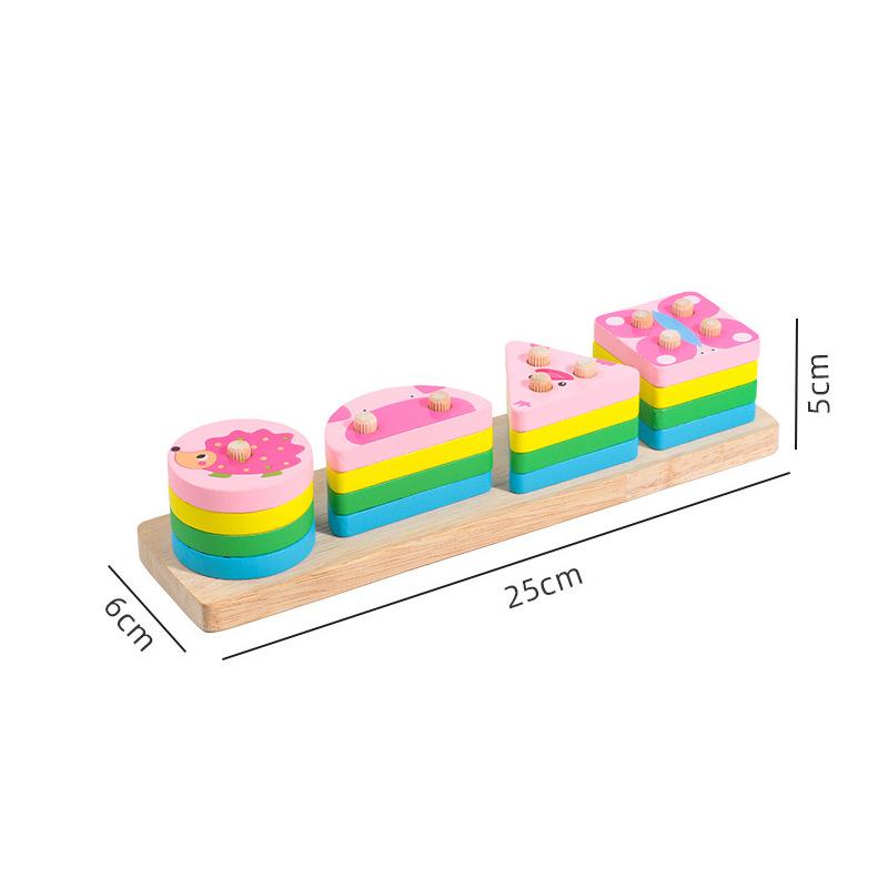 Forma Geometrica Colore Puzzle di Legno per Bambini Giocattoli Montessori per Bambini Giocattolo Educativo per l'Apprendimento Puzzle 3D Blocchi Giochi di Abbinamento