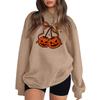 Women's Comfortable Round Neck Long Sleeve Sweatshirt Loose Fit Casual with Color and Halloween Print