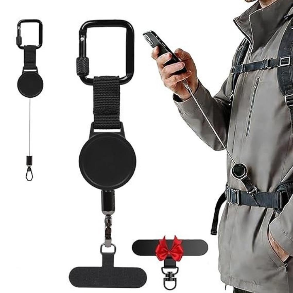 

Outdoor anti-theft and anti-lost telescopic telephone lanyard adjustable buckle wire rope telephone tether WT06