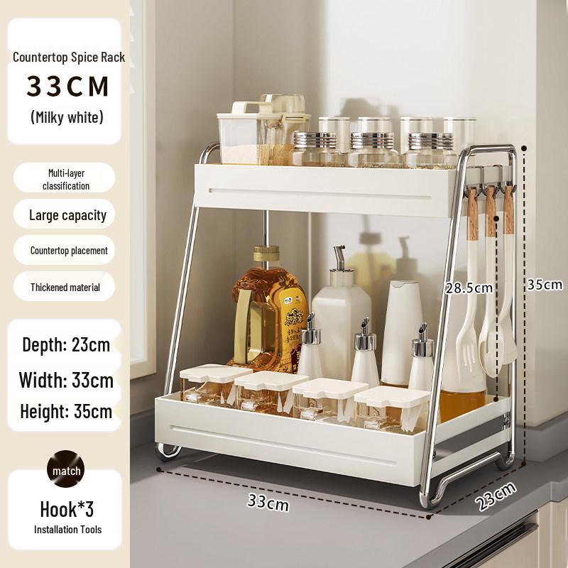 Stainless Steel Spice Rack Kitchen Countertop Organizer for Oil, Salt, Soy Sauce, Vinegar, and Seasonings.