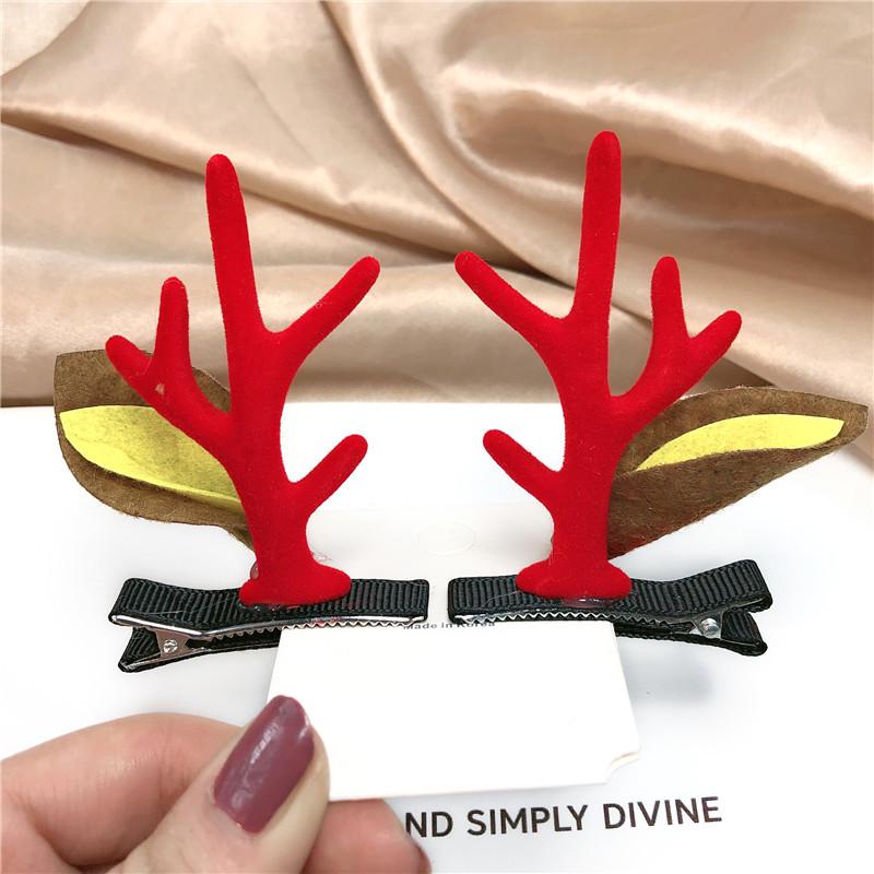 Korean Holiday Hair Accessories: Plush Reindeer Antler and Mushroom Hair Clips