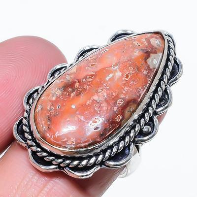 Natural Seame Agate Gemstone Handmade 925 Sterling Silver Ring Size 8 G5z22