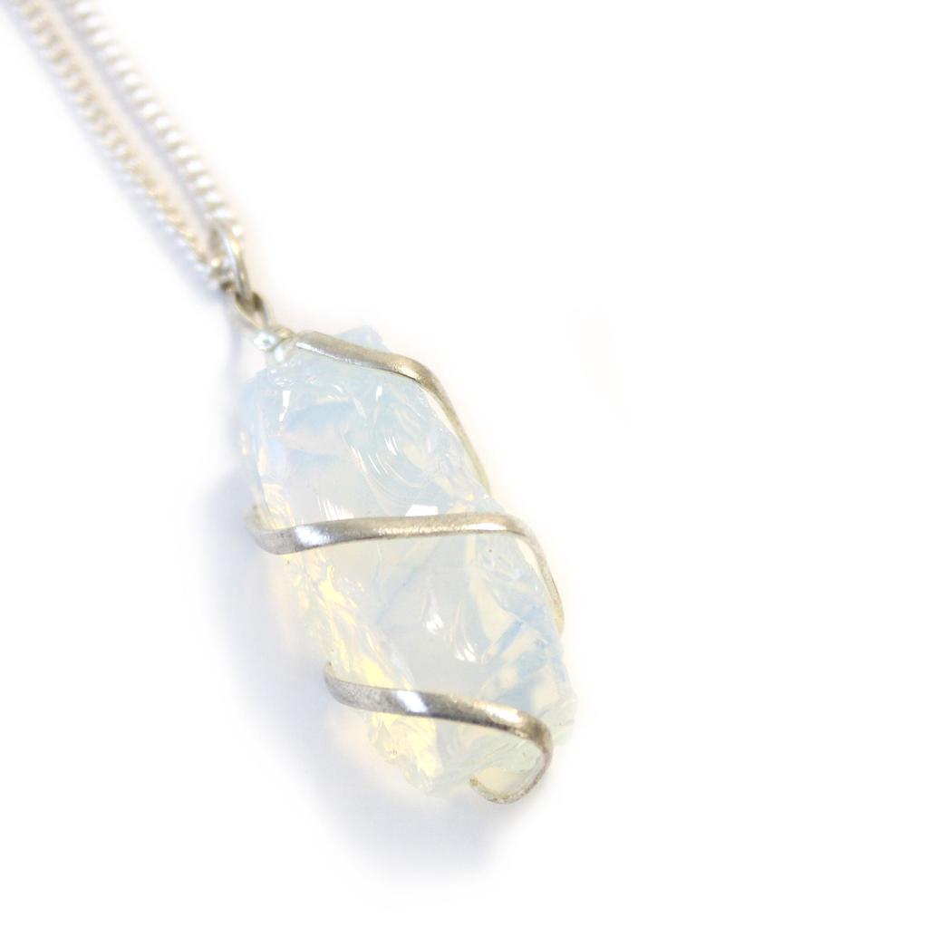 Opalite Necklace Raw Crystal 50cm Chain