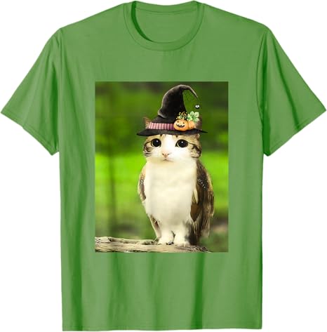 Meowl Wizard Cat Owl Funny Meme Halloween Costume Cat Witch TShirt Girls Fashion Y2k Magical Kitty Owl Graphic Outfit Novelty